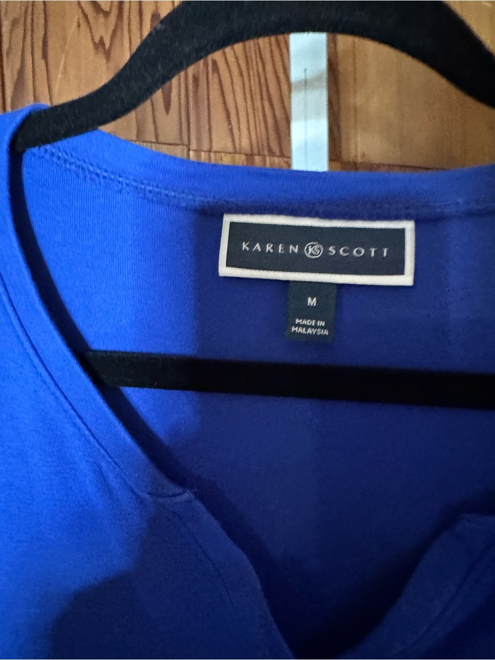 Karen Scott Royal Blue Henley Top 3/4 Sleeve Knit Tee - Picture 4 of 4